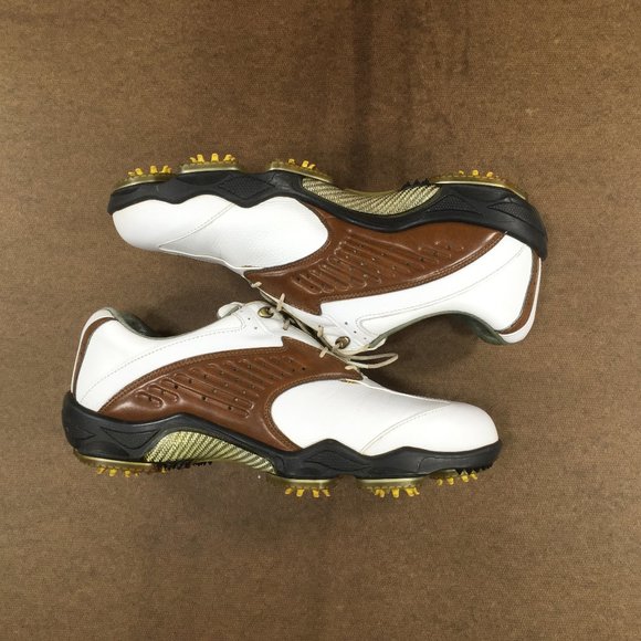 Footjoy DryJoy Golf Shoes Mens Size 9M White Brown Leather 53753 - Picture 2 of 10
